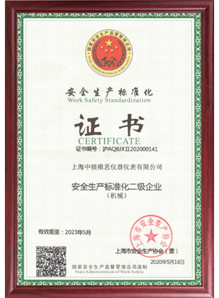 安全生產(chǎn)標(biāo)準(zhǔn)化二級企業(yè)